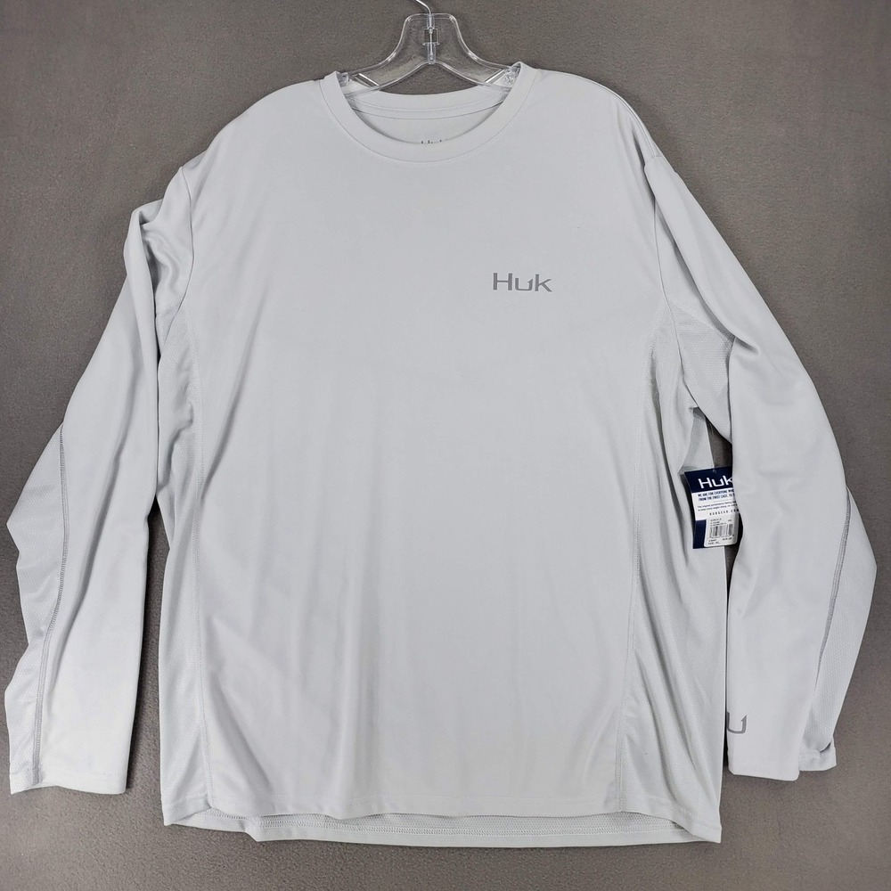 Huk Performance Fishing Icon X Men's XL Long Sleeve Shirt Gray Logo Breathable
